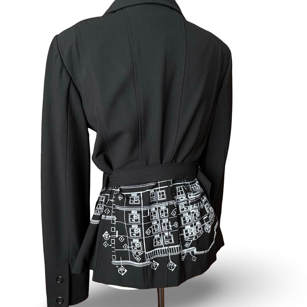 MAG by Magaschoni Black Belted Utility Blazer Jacket Size 6